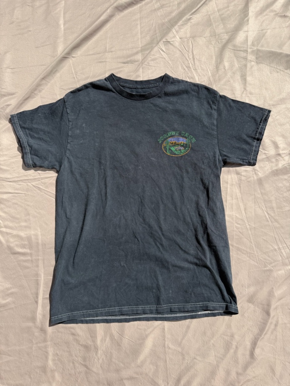 Jonny Cash Classic Black Short-Sleeve Crew Tee with Green Mountain Chest Logo
